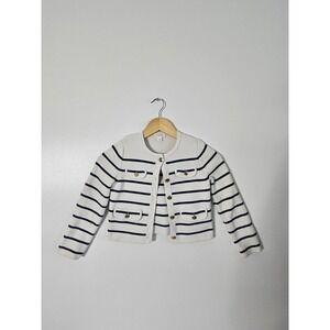 Crewcuts J. Crew Girls Striped Emilie Lady Jacket Cardigan Gold Button S 6-7